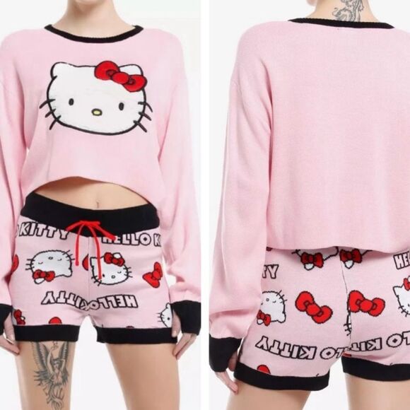 NWT HELLO KITTY Pink Knit Lounge Set Size M - Picture 1 of 6